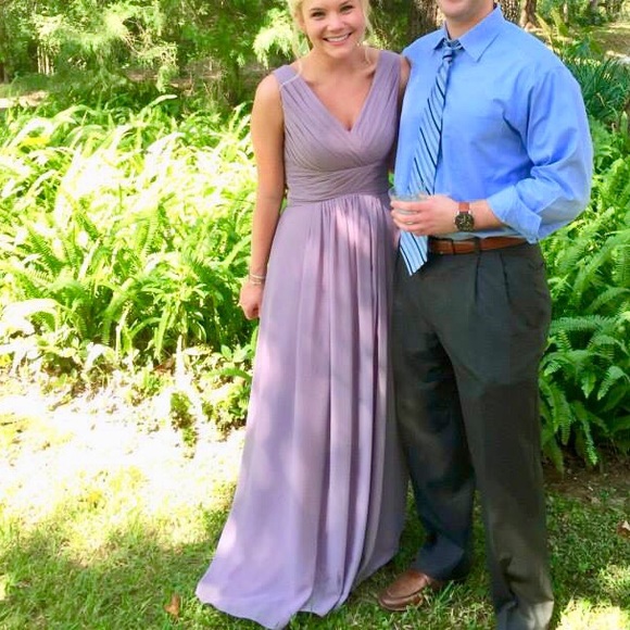 ⭐️Lavender Chiffon Long Bridesmaid Dress V-neck - Picture 2 of 6